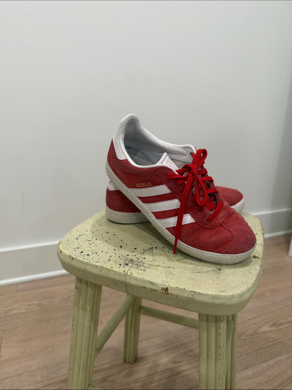 adidas Red Suede Sneakers with White Stripes